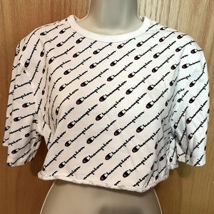 White Champion crop top